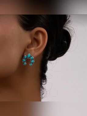 Upside Down U Shape Turquoise Gemstone Earrings